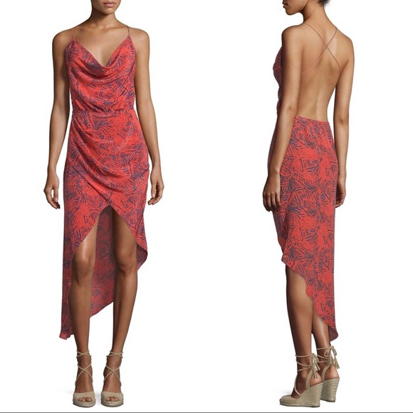 haney Dresses & Skirts - HANEY Draped Neck Asymmetric Slip Dress